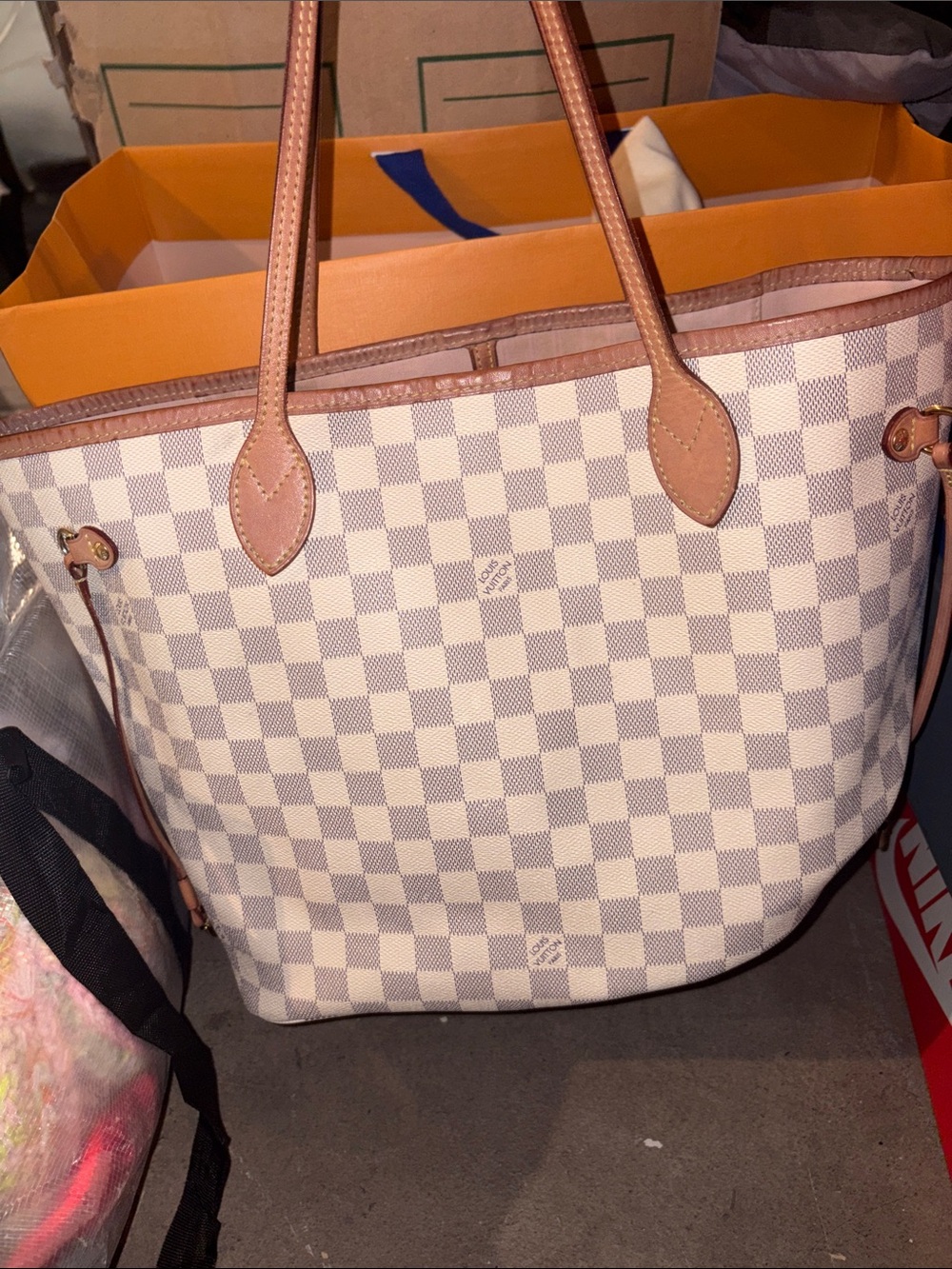Louis Vuitton Pink Canvas & Tan Leather Trim Tote - Picture 1 of 6